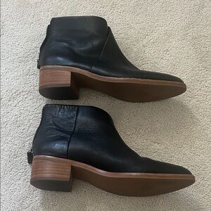 Soludos Black Leather Ankle Boots